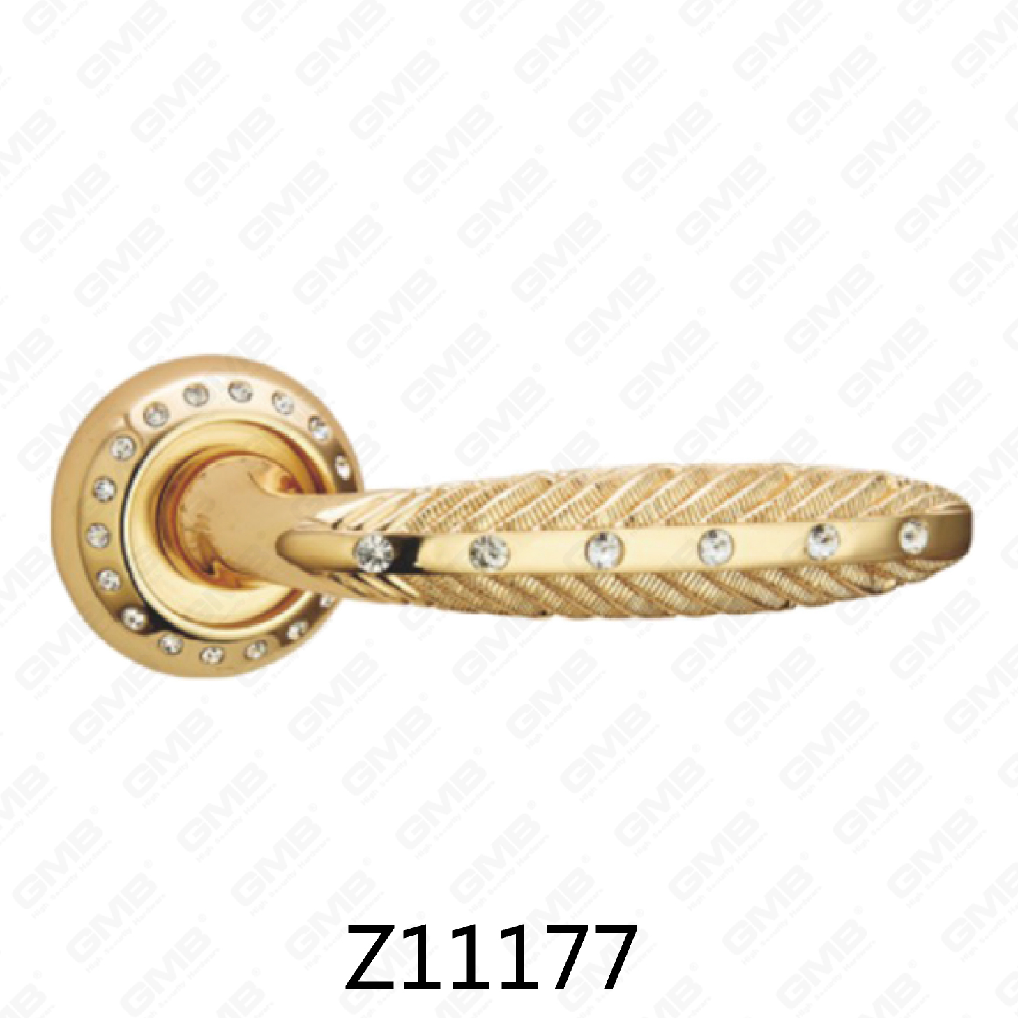 Manija de puerta de roseta de aluminio de aleación de zinc Zamak con roseta redonda (Z11177)