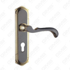 Tirador de la manija de la puerta Herrajes para puertas de madera Manija de la cerradura de la manija de la puerta en la placa para la cerradura de embutir de aleación de zinc o manija de la placa de la puerta de acero (ZM59008-HG)