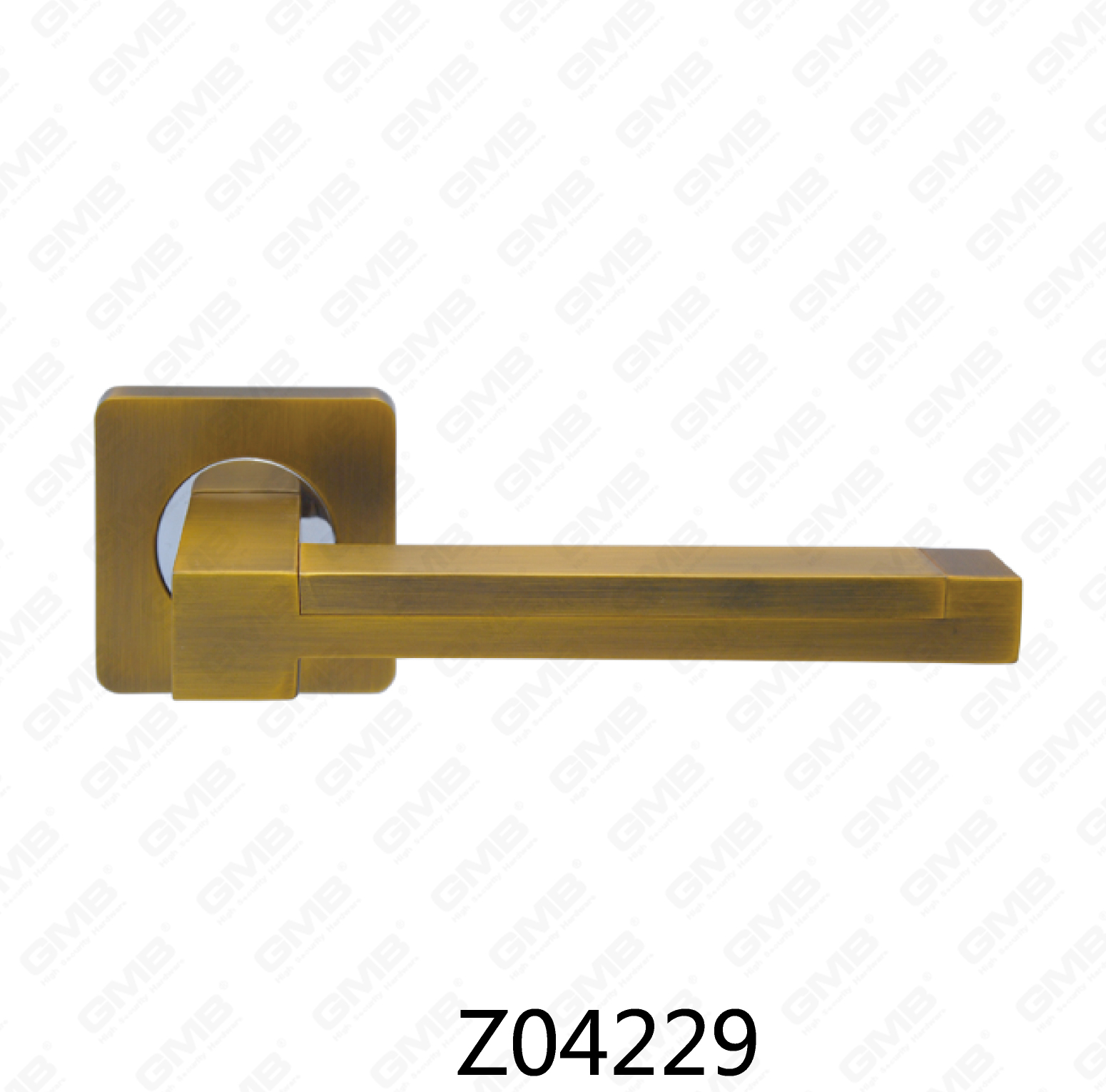 Manija de puerta de roseta de aluminio de aleación de zinc Zamak con roseta redonda (Z04229)