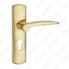 Tirador de la manija de la puerta Herrajes para puertas de madera Manija de la cerradura de la manija de la puerta en la placa para la cerradura de embutir de aleación de zinc o manija de la placa de la puerta de acero (ZM60117-GPB)