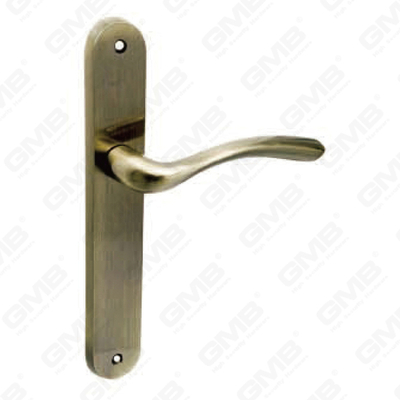 Manija de la puerta Tirador de la puerta de madera Manija de la cerradura Manija de la puerta en la placa para la cerradura de embutir de aleación de zinc o manija de la placa de la puerta de acero (909)