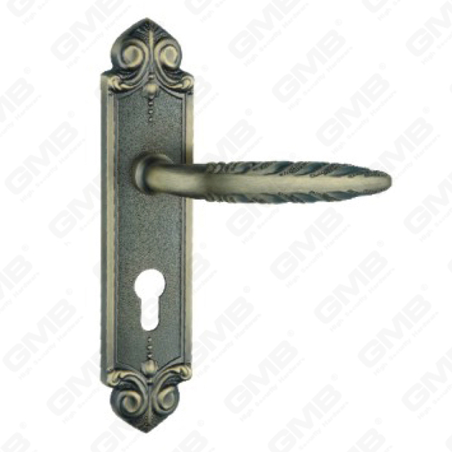 Tirador de la manija de la puerta Herrajes para puertas de madera Manija de la cerradura de la manija de la puerta en la placa para la cerradura de embutir de aleación de zinc o manija de la placa de la puerta de acero (ZM42780-DAB)