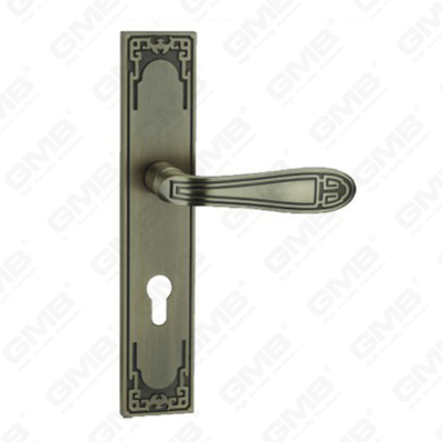 Tirador de la manija de la puerta Herrajes para puertas de madera Manija de la cerradura de la manija de la puerta en la placa para la cerradura de embutir de aleación de zinc o manija de la placa de la puerta de acero (E715-E05-DAB)