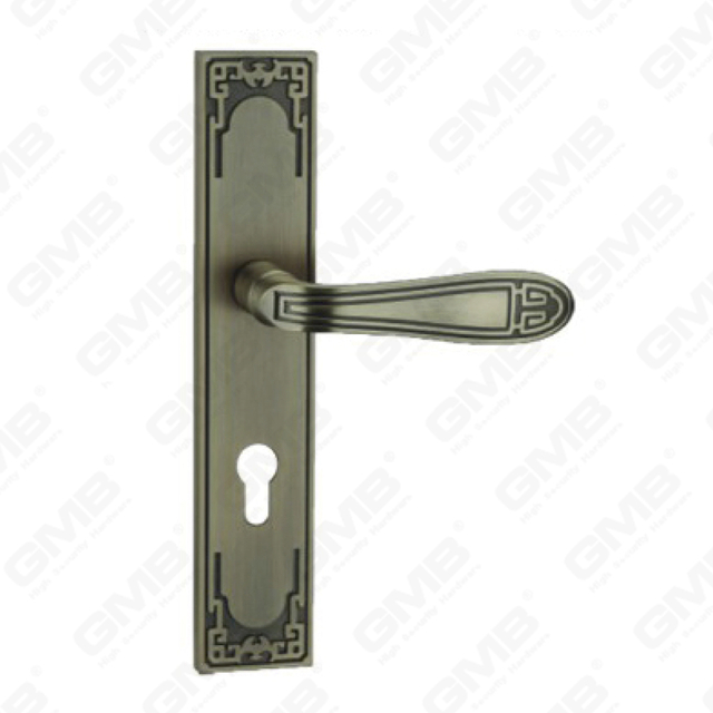Tirador de la manija de la puerta Herrajes para puertas de madera Manija de la cerradura de la manija de la puerta en la placa para la cerradura de embutir de aleación de zinc o manija de la placa de la puerta de acero (E715-E05-DAB)