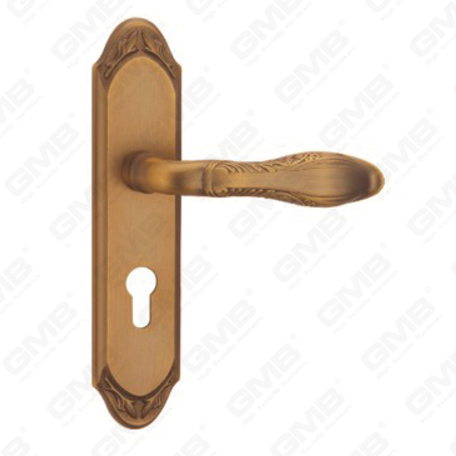 Tirador de la manija de la puerta Herrajes para puertas de madera Manija de la cerradura de la manija de la puerta en la placa para la cerradura de embutir de aleación de zinc o manija de la placa de la puerta de acero (CM577-C42-DYB)
