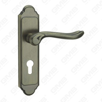 Tirador de la manija de la puerta Herrajes para puertas de madera Manija de la cerradura de la manija de la puerta en la placa para la cerradura de embutir de aleación de zinc o manija de la placa de la puerta de acero (CM588-C100-DAB)