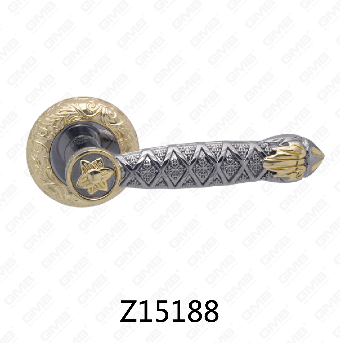 Manija de puerta de roseta de aluminio de aleación de zinc Zamak con roseta redonda (Z15188)