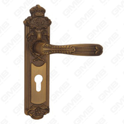 Tirador de la manija de la puerta Herrajes para puertas de madera Manija de la cerradura de la manija de la puerta en la placa para la cerradura de embutir de aleación de zinc o manija de la placa de la puerta de acero (CM579-C35-DYB)