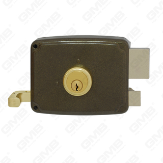 Seguridad Nigh Latch Lock Cerradura de acero con orificio para llave Zamak Pull Rod Deadbolt Rim Lock Rim Cylinder Lock (1494-100/120/140)