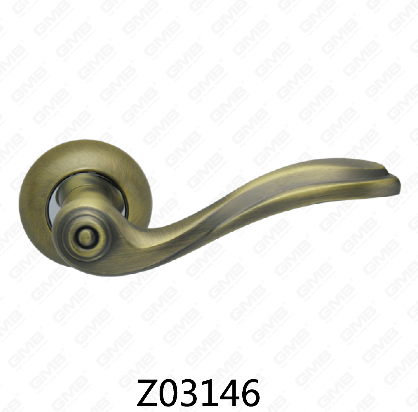 Manija de puerta de roseta de aluminio de aleación de zinc Zamak con roseta redonda (Z02146)
