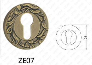 Roseta redonda de manija de puerta de aluminio de aleación de zinc Zamak (ZE07)