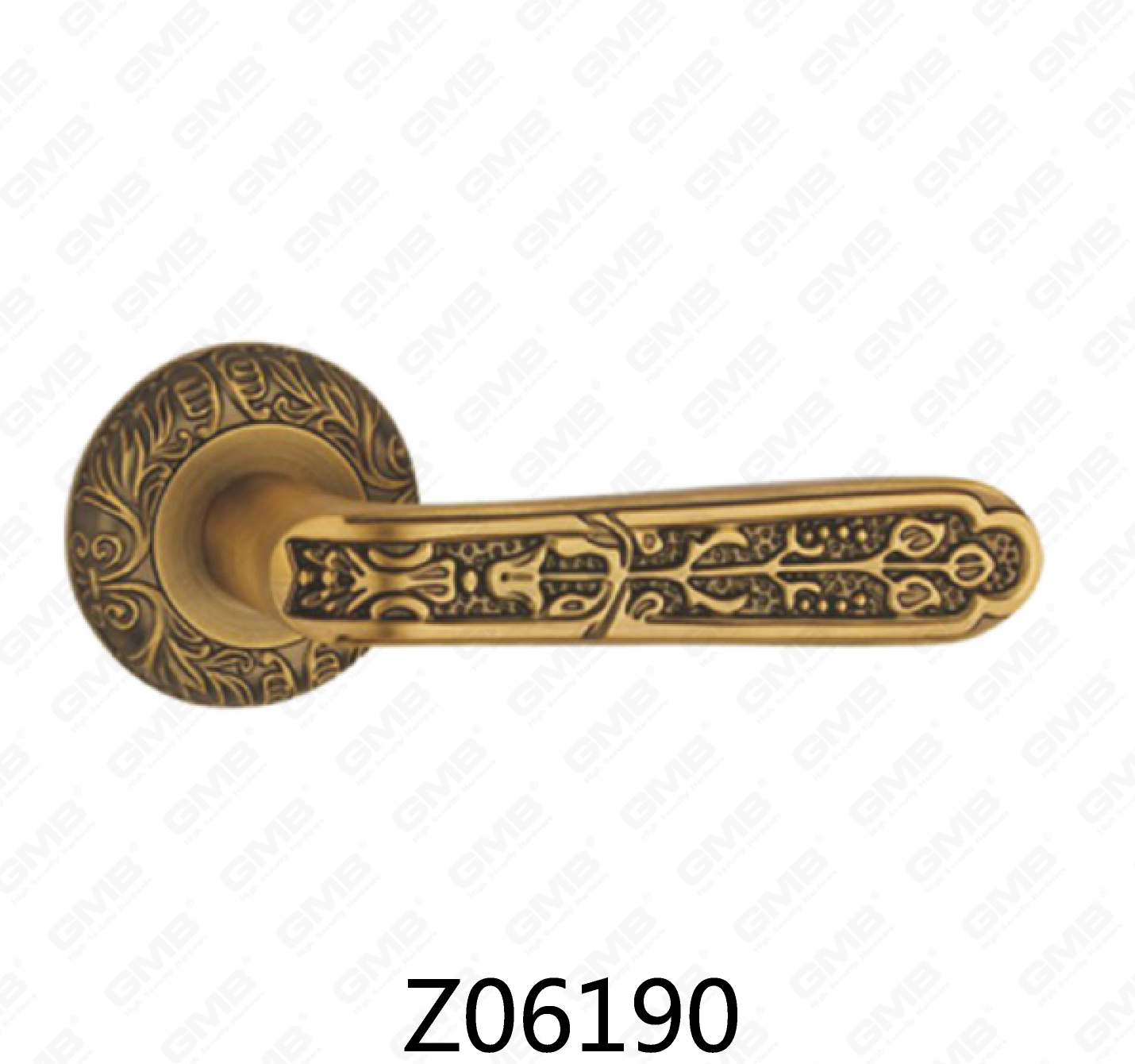 Manija de puerta de roseta de aluminio de aleación de zinc Zamak con roseta redonda (Z06190)