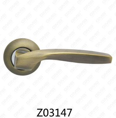 Manija de puerta de roseta de aluminio de aleación de zinc Zamak con roseta redonda (Z02147)