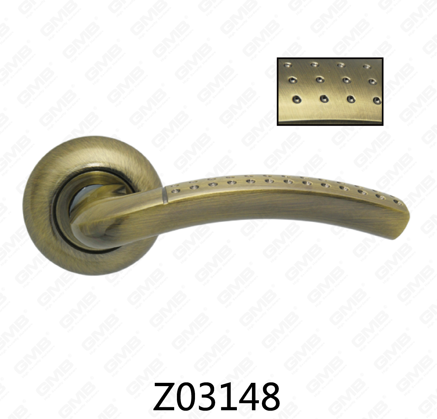 Manija de puerta de roseta de aluminio de aleación de zinc Zamak con roseta redonda (Z02148)