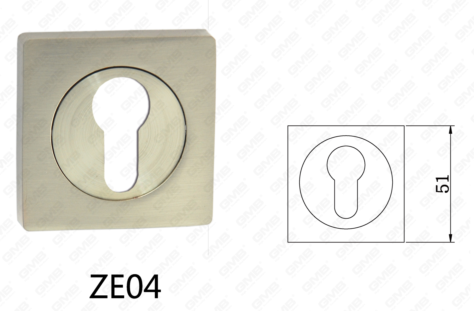 Roseta cuadrada de manija de puerta de aluminio de aleación de zinc Zamak (ZE04)