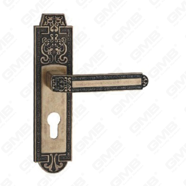 Tirador de la manija de la puerta Herrajes para puertas de madera Manija de la cerradura de la manija de la puerta en la placa para la cerradura de embutir de aleación de zinc o manija de la placa de la puerta de acero (ZM62031-DHB)