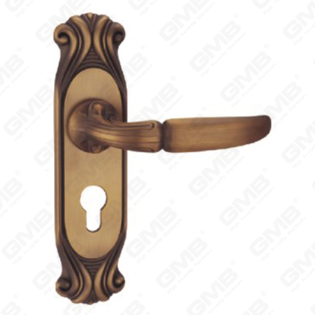 Tirador de la manija de la puerta Herrajes para puertas de madera Manija de la cerradura de la manija de la puerta en la placa para la cerradura de embutir de aleación de zinc o manija de la placa de la puerta de acero (CM596-C01-DYB)