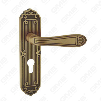 Tirador de la manija de la puerta Herrajes para puertas de madera Manija de la cerradura de la manija de la puerta en la placa para la cerradura de embutir de aleación de zinc o manija de la placa de la puerta de acero (TM4012-E05-DYB)