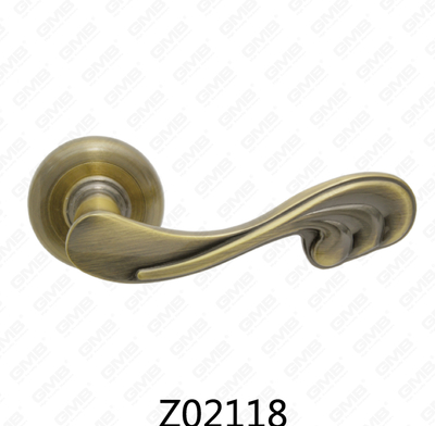 Manija de puerta de roseta de aluminio de aleación de zinc Zamak con roseta redonda (Z02118)