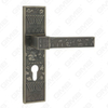 Manija de la puerta Tirador de la puerta de madera Manija de la cerradura de la manija de la puerta en la placa para la cerradura de embutir por aleación de zinc o manija de la placa de la puerta de acero (ZM40189-DAB)