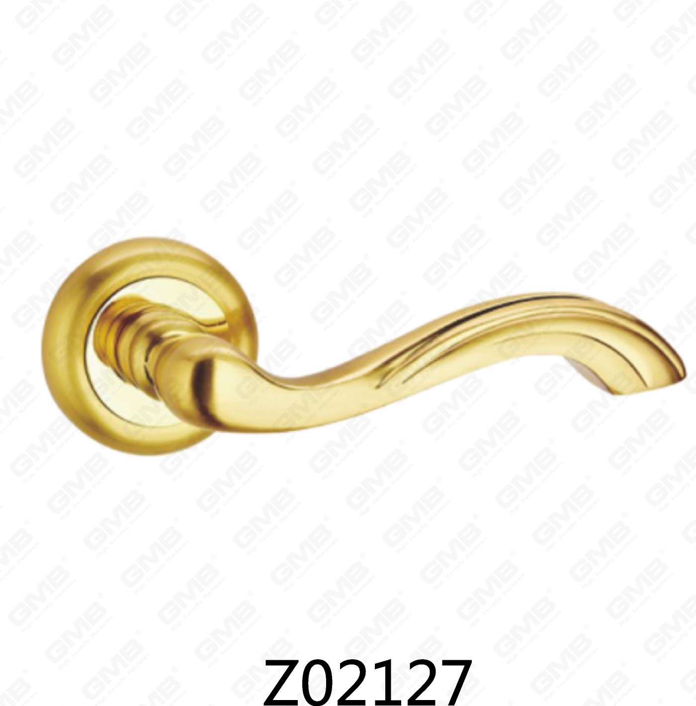 Manija de puerta de roseta de aluminio de aleación de zinc Zamak con roseta redonda (Z02127)