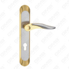 Tirador de la manija de la puerta Herrajes para puertas de madera Manija de la cerradura de la manija de la puerta en la placa para la cerradura de embutir de aleación de zinc o manija de la placa de la puerta de acero (ZL90627-SN&GPB)