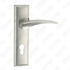 Tirador de la manija de la puerta Herrajes para puertas de madera Manija de la cerradura Manija de la puerta en la placa para la cerradura de embutir por aleación de zinc o manija de la placa de la puerta de acero (ZM855-H218-K)