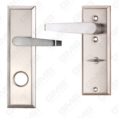 Manijas de latón Herrajes para puertas de madera Manija Manija de puerta de bloqueo en placa para cerradura de embutir (B-PM115.94-SC)